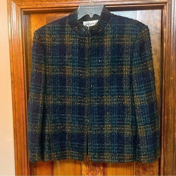 Jones New York Wool Mohair Full Zip Plaid Jacket Sz 14 EUC - Picture 2 of 12